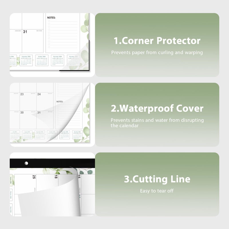 VALOME 2026 Desk Calendar, Large Desk Calendar 22" x 17" (Jan 2026 - Jun 2027) Monthly Desktop Wall Planner for Family Teacher School Office Supplies, Leaf - Image 5
