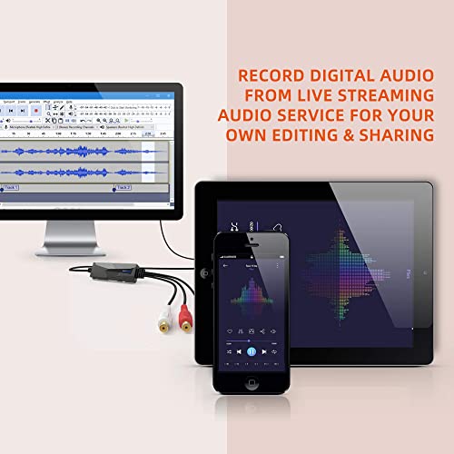 DriverGenius AV202-B USB2.0 Audio Capture/Grabber Card Device - Analog Cassette to Digital MP3 Converter - Compatible for Windows 11, macOS - Image 4