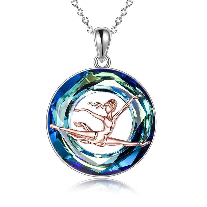 POPLYKE Gymnastics Gifts Sterling Silver Gymnastics Heart-Shaped Pendant Necklace for Women (silver-Gymnastics Necklace) - Image 1