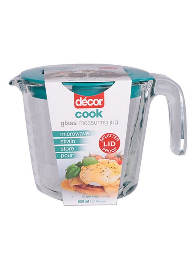 Decor Glass Measuring Jug With Lid 650 ML - Image 1