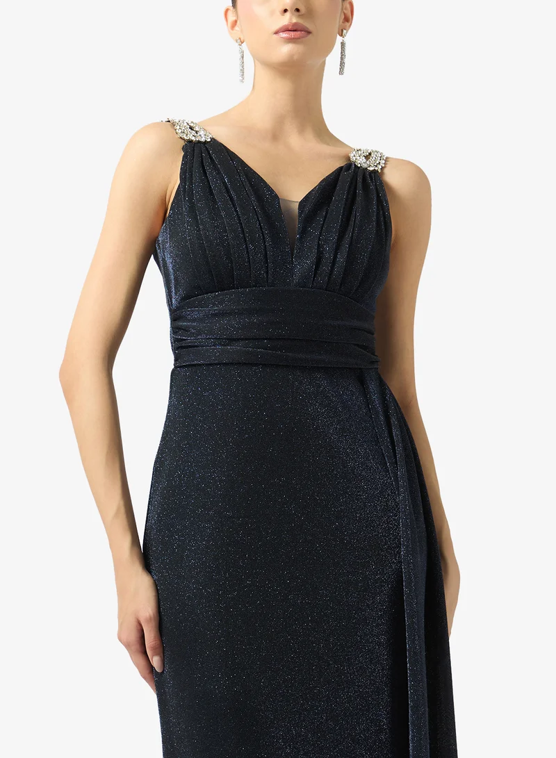 FYOR  V-Neck Embellished Strap Maxi Dress for Women | Best Price UAE