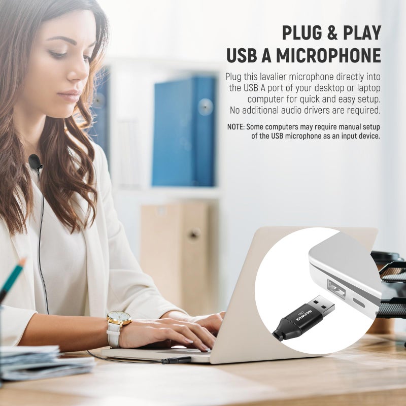 Neewer USB A Lapel Microphone, Plug & Play Mini Omnidirectional Clip On Lavalier Mic 2m Cable for USB 2.0 Mac Windows PC Laptop Computer YouTube Skype Podcast Gaming Vlog Video Conferencing, LM1 - Image 2