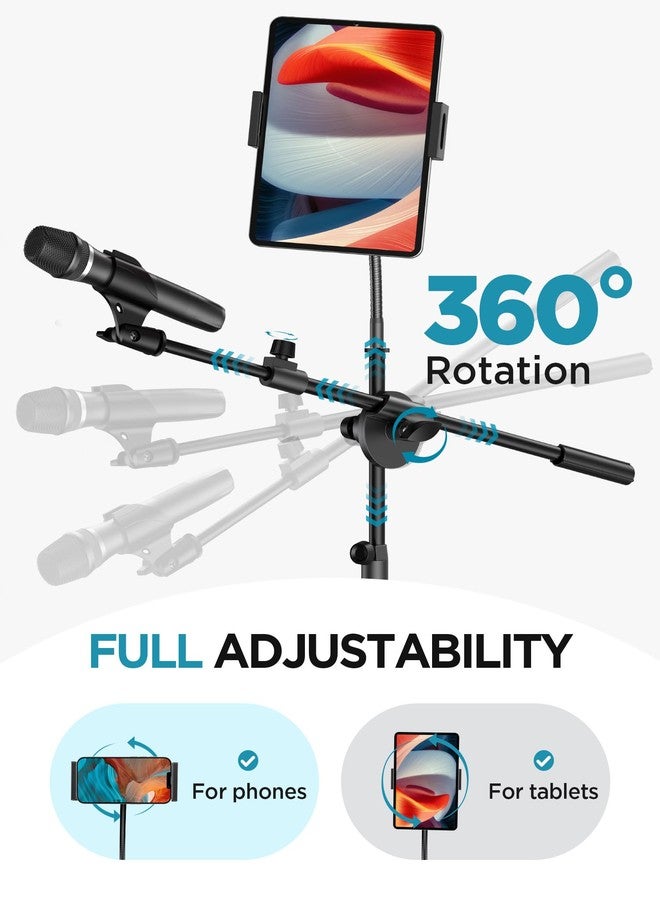 InnoGear Mic Stand, 6 in 1 Microphone Stand Floor with Tablet Phone Holder Height Adjustable from 30" to 72" Mic Stand Tripod Boom Arm with Gooseneck Carrying Bag for Singing Karaoke Stage - Image 5