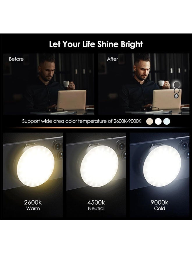 Mobile Phone Magnetic Selfie Light, Selfie Light With Built-In Mirror, LED Light Equipped With Bracket, 350Lux Brightness At 0.5M (Gray), Dedicated For Douyin/Vlog/Beauty/Zoom Conference Fill Light​ - Image 3