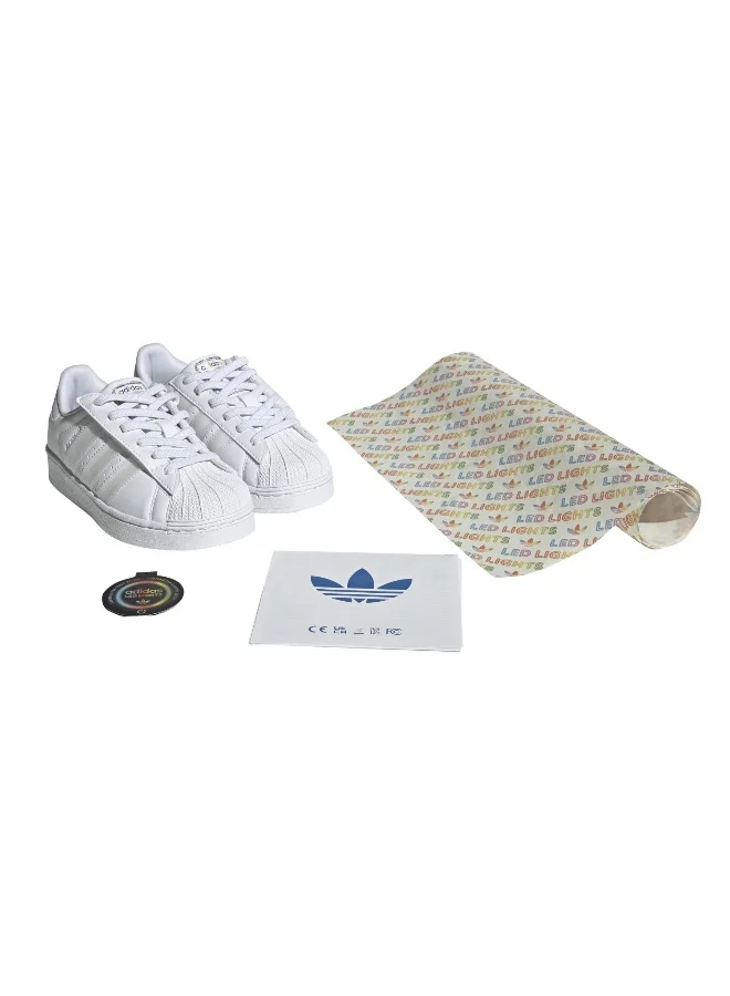 Adidas Adidas SUPERSTAR LED LIGHTS CF EL C White CASUAL Trainers FOR KIDS BOYS AND GIRLS 2.5