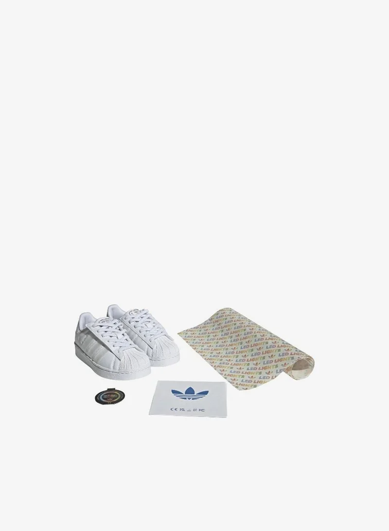 Adidas Originals FTWWHT/FTWWHT/FTWWHT Superstar Led Lights Cf El C U White Originals Shoes For Kids  | Best Price UAE