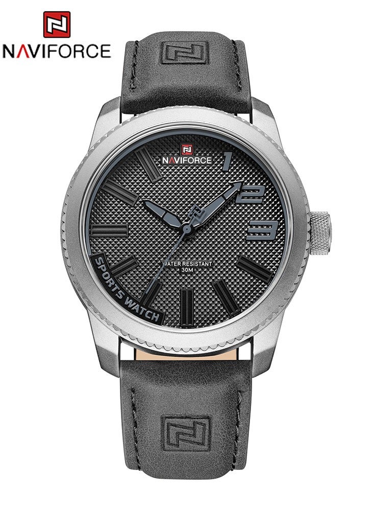 نافيفورس NAVIFORCE البوب ووتش رجالي الرياضة العسكرية صدمة مقاومة للماء والجلود ووتش رجالي أزياء عادية على مدار الساعة الفاخرة الرجال ووتش - Image 1