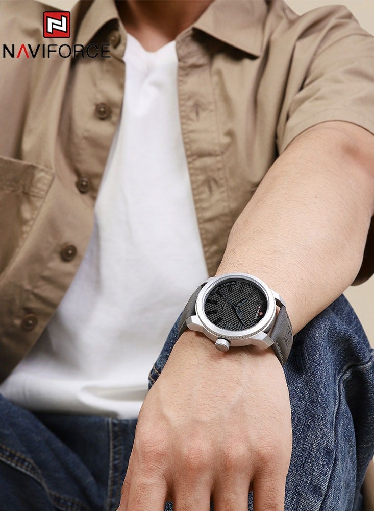 نافيفورس NAVIFORCE البوب ووتش رجالي الرياضة العسكرية صدمة مقاومة للماء والجلود ووتش رجالي أزياء عادية على مدار الساعة الفاخرة الرجال ووتش - Image 3