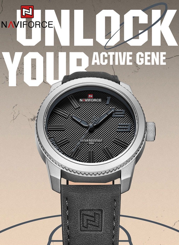 نافيفورس NAVIFORCE البوب ووتش رجالي الرياضة العسكرية صدمة مقاومة للماء والجلود ووتش رجالي أزياء عادية على مدار الساعة الفاخرة الرجال ووتش - Image 2
