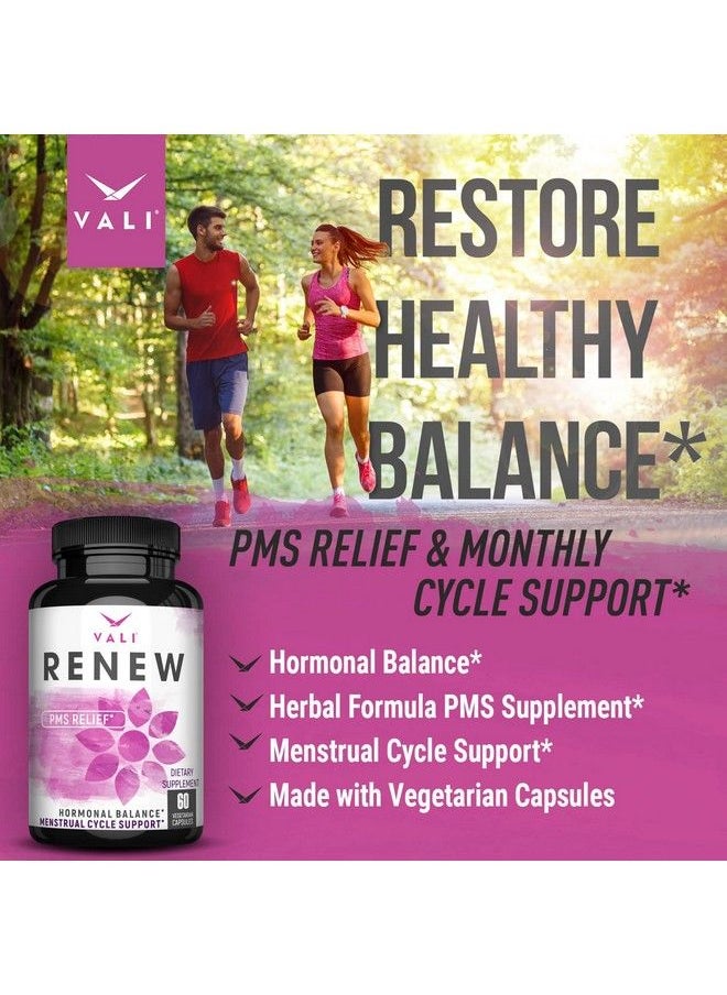 VALI - Renew Pms Relief Supplement. Women’S Menstrual Cycle Support. Herbal Formula Vitamins Complex For Healthy Flow. Cramps Mood & Monthly Period Health. Hormone Balance For Women 60 Veggie Capsules - Image 1