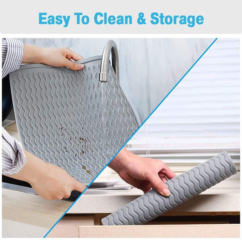 ISHWANKU Silicone Dish Drying Mat Drying Mat for Kitchen Counter Heat Resistant Mat Easy Clean drainboard mat NonSlip Dish Drainer Pad for Kitchen Counter 1612 Grey - Image 3