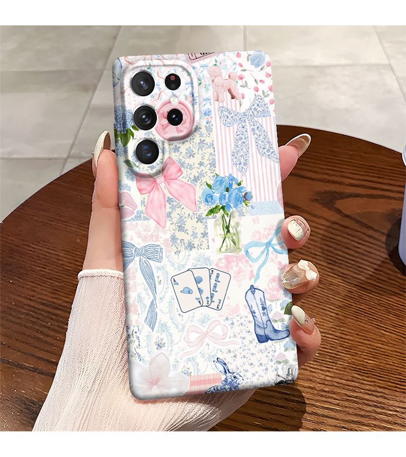 Precision Hole Film Phone Case For Samsung Galaxy S22 Plus 5G Waterproof Drop Proof Blue Purple Bowknot Pattern - Image 1