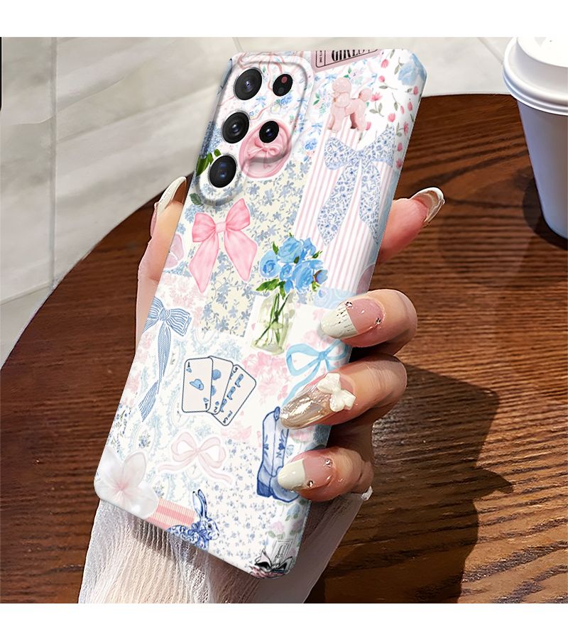 Precision Hole Film Phone Case For Samsung Galaxy S22 Plus 5G Waterproof Drop Proof Blue Purple Bowknot Pattern - Image 3