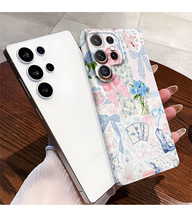 Precision Hole Film Phone Case For Samsung Galaxy S22 Plus 5G Waterproof Drop Proof Blue Purple Bowknot Pattern - Image 2