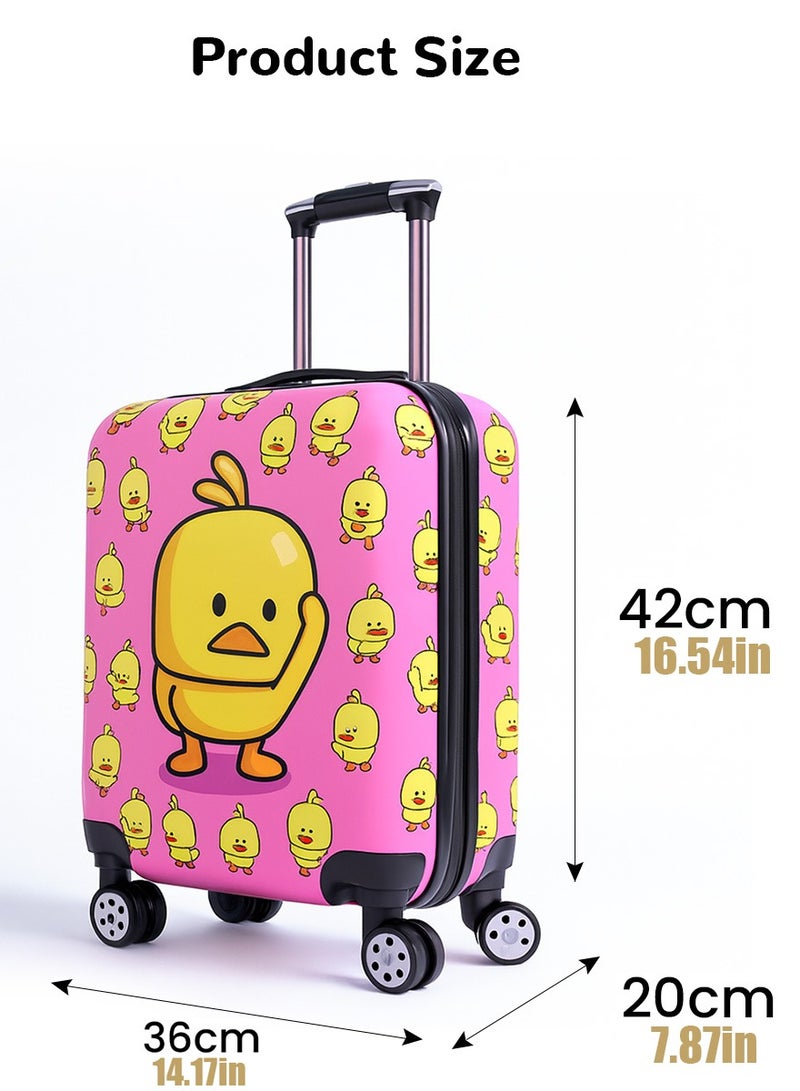 VUCATIN Kids Luggage, Toddler Lightweight Trolley Case with Universal Wheels, Hard Shell Suitcase with Combination Lock, Suitable for Boys and Girls Travel Suitcase (Pink Duck) - Image 5