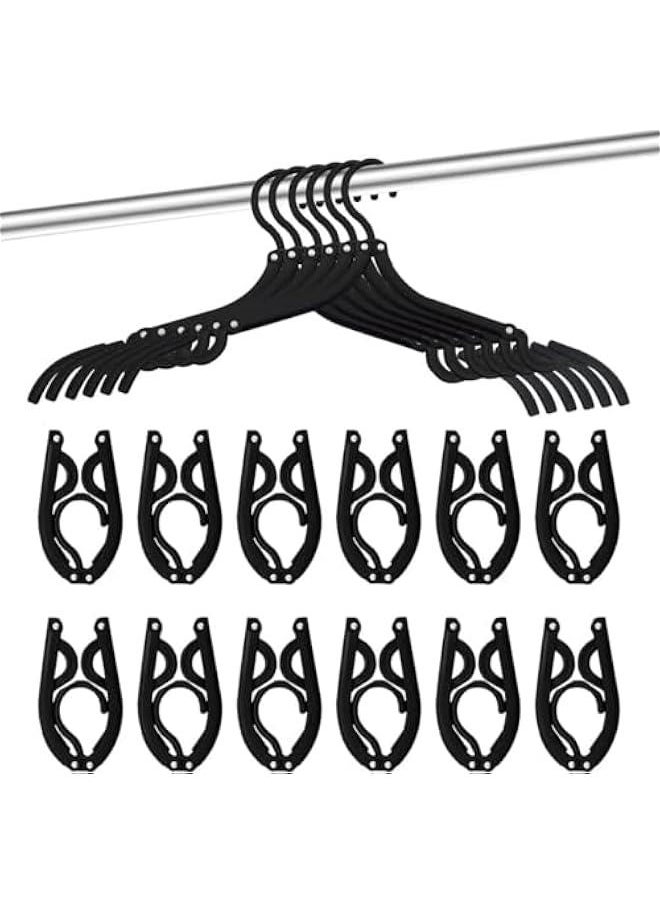 HOOKOR 24 PCS Travel Hangers, Portable Folding Clothes Hangers Travel Accessories,Foldable Clothes Drying Rack for Travel,Travel Clothes Hangers with Clotheslines, Black Non Slip Clothing Hangers  - Image 1