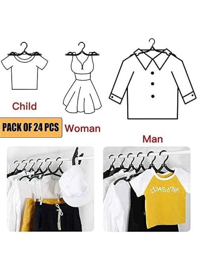 HOOKOR 24 PCS Travel Hangers, Portable Folding Clothes Hangers Travel Accessories,Foldable Clothes Drying Rack for Travel,Travel Clothes Hangers with Clotheslines, Black Non Slip Clothing Hangers  - Image 2