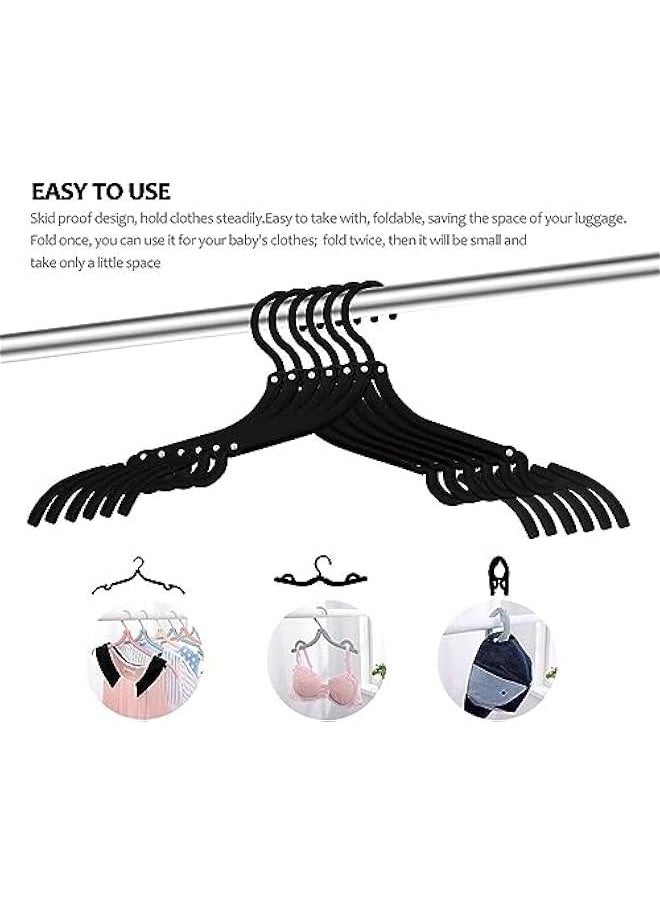 HOOKOR 24 PCS Travel Hangers, Portable Folding Clothes Hangers Travel Accessories,Foldable Clothes Drying Rack for Travel,Travel Clothes Hangers with Clotheslines, Black Non Slip Clothing Hangers  - Image 4