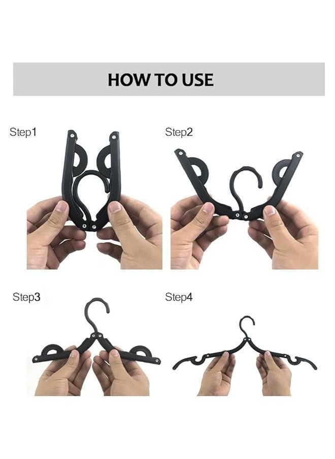 HOOKOR 24 PCS Travel Hangers, Portable Folding Clothes Hangers Travel Accessories,Foldable Clothes Drying Rack for Travel,Travel Clothes Hangers with Clotheslines, Black Non Slip Clothing Hangers  - Image 5