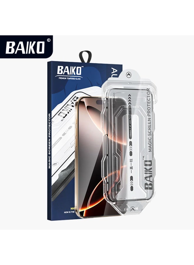 BAIKO 2pcs iPhone 14Pro Privacy Auto-Alignment Screen Protector - Premium Tempered Glass with Dust-Free Installation Box, Anti-Scratch, Oil & Stain Resistant, High Clarity, Bare-Hand Touch Feel - DIY Easy Fix - Image 2