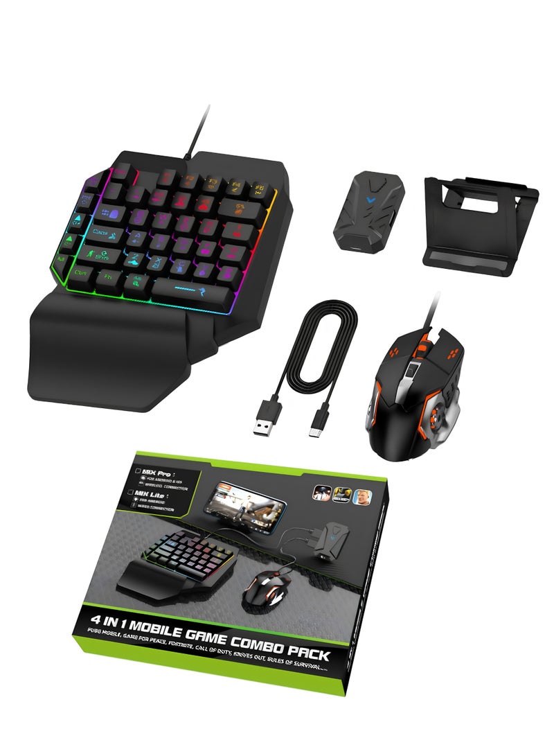 DUSALA Mix Lite+ 4-in-1 Mobile Game Combo Pack for Android – Gaming Keyboard & Mouse Converter, One-Handed Gamepad Controller, Mobile Gaming Set for PUBG, Free Fire, COD Mobile, Plug & Play, Low Latency - Image 1