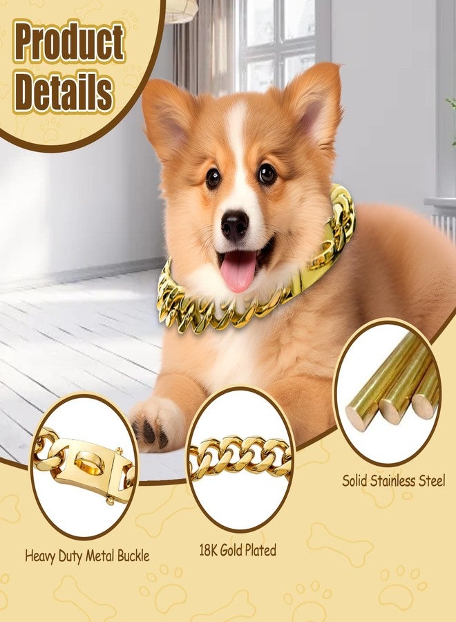 VINGVO Chain Collar, 15MM Stainless Steel Metal Cuban Link, Walking Training Collar with Secure Buckle, for Small Medium Large Dogs Cats (14 inch / 35cm) - Image 3
