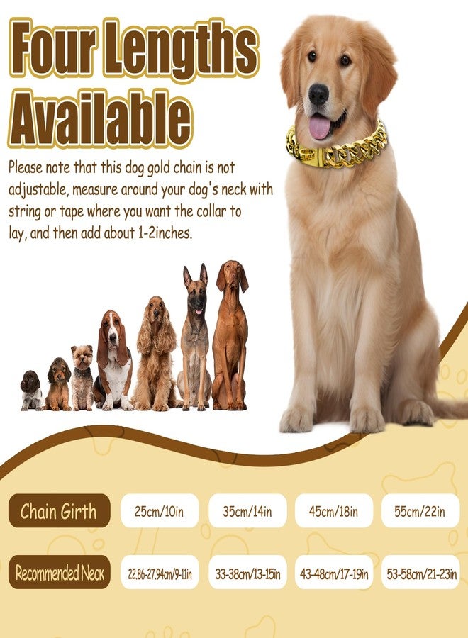 VINGVO Chain Collar, 15MM Stainless Steel Metal Cuban Link, Walking Training Collar with Secure Buckle, for Small Medium Large Dogs Cats (14 inch / 35cm) - Image 2
