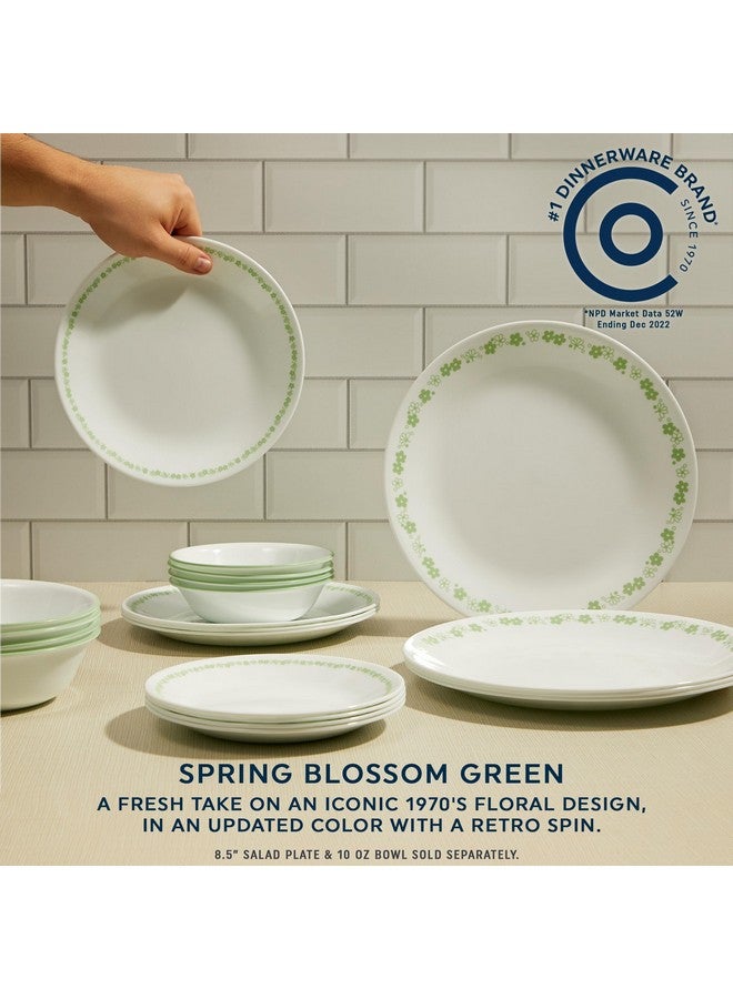 Corelle Vitrelle 18 Piece Glass Dinnerware Sets Service for 6, Triple Layer Chip & Crack Resistant Glass Plate and Bowl Sets, Spring Blossom Green - Image 3