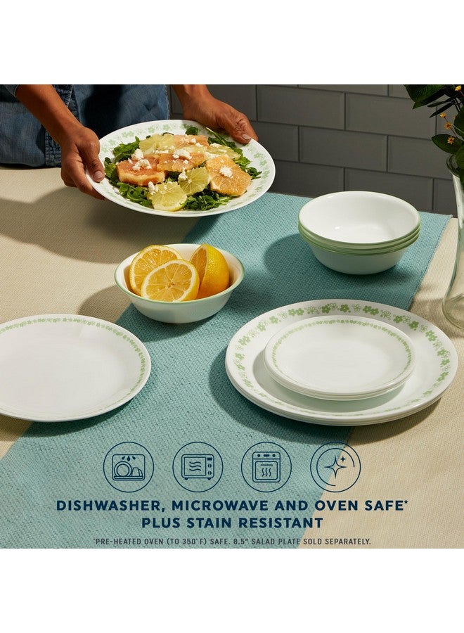 Corelle Vitrelle 18 Piece Glass Dinnerware Sets Service for 6, Triple Layer Chip & Crack Resistant Glass Plate and Bowl Sets, Spring Blossom Green - Image 4