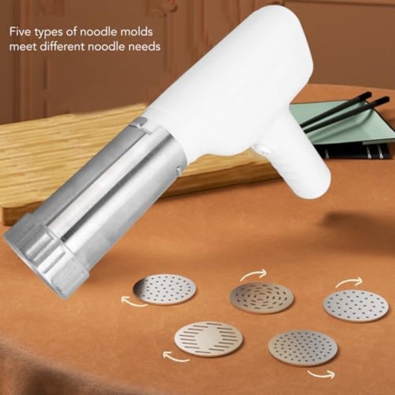 Handheld Electric Pasta Maker, 5 In1 Cordless Pasta Machine, Portable Noodle Maker with 5 Shaping Moulds, Homemade Spaghetti Machine - Image 3