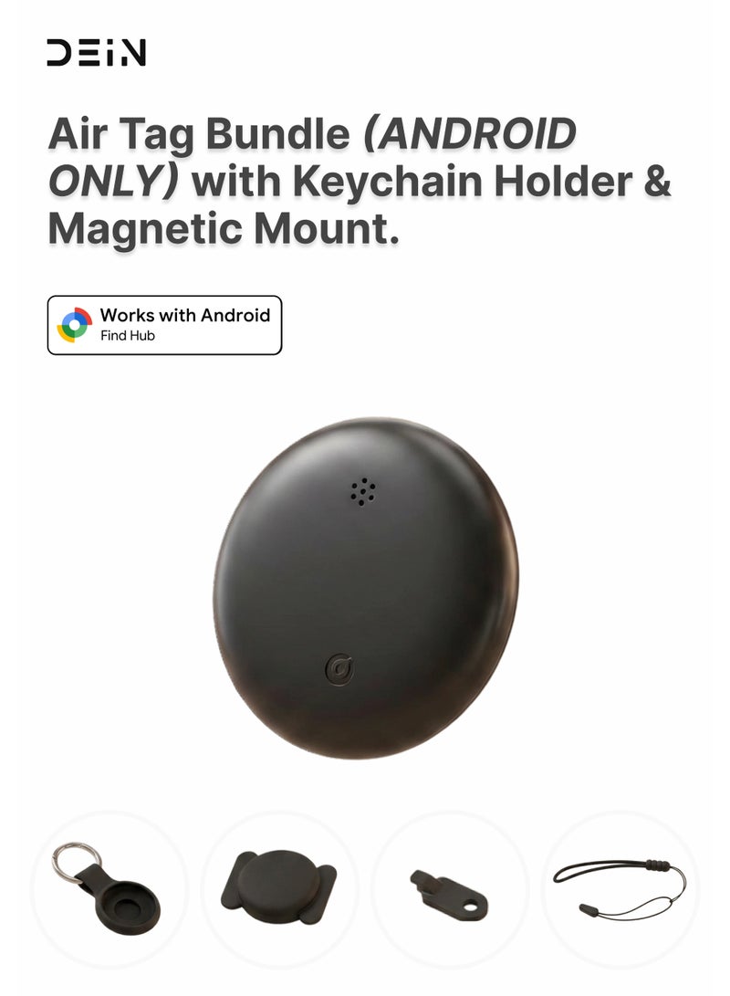 DEIN Premium Android Smart Tracker Tag Bundle - Google Find My Device Compatible Bluetooth Item Finder with Keychain, Magnetic Mount & Protective Case - Image 1
