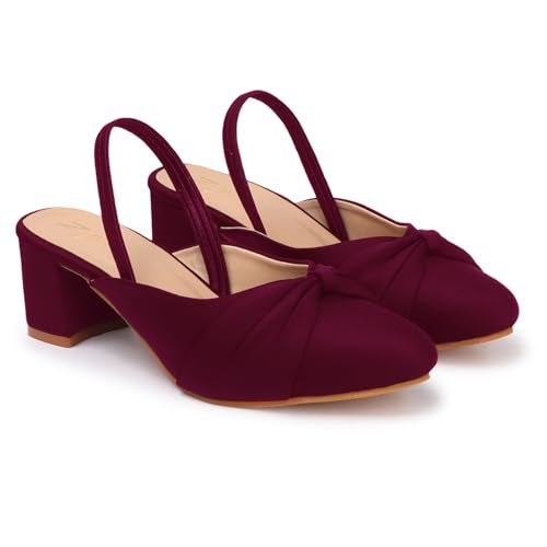 ZaySoo Women's Pointed Toe Slingback Heels, Bow Detail, - Image 1