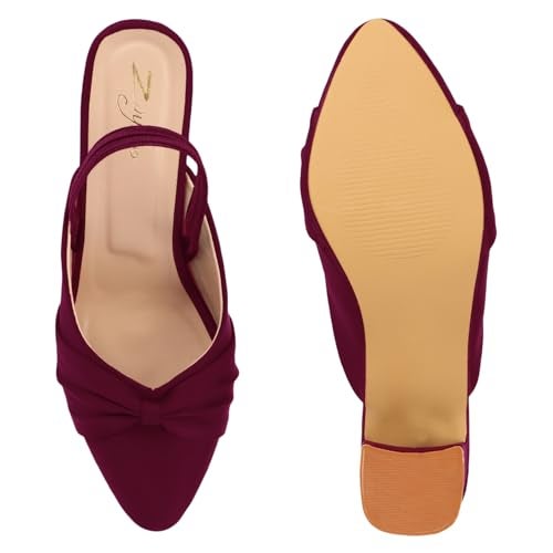 ZaySoo Women's Pointed Toe Slingback Heels, Bow Detail, - Image 5