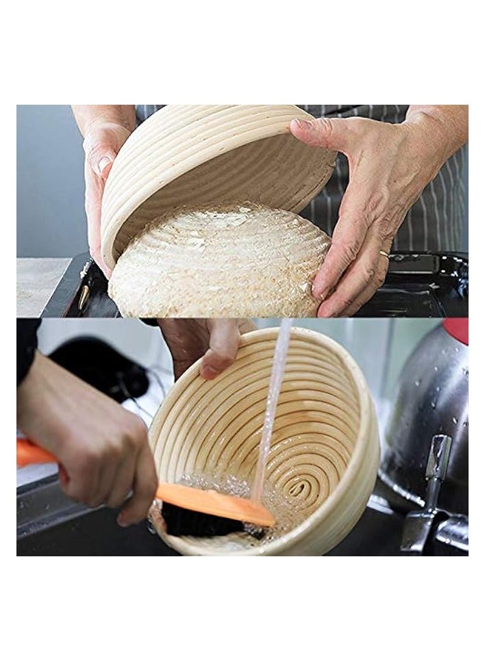 erorex Bread Proofing Basket Set - Handmade 9 Inch Round & 10 Inch Oval for Dough Rising Fermentation Baking with Dough Scraper Linen Liner Cloth Bread Lame  - Image 4