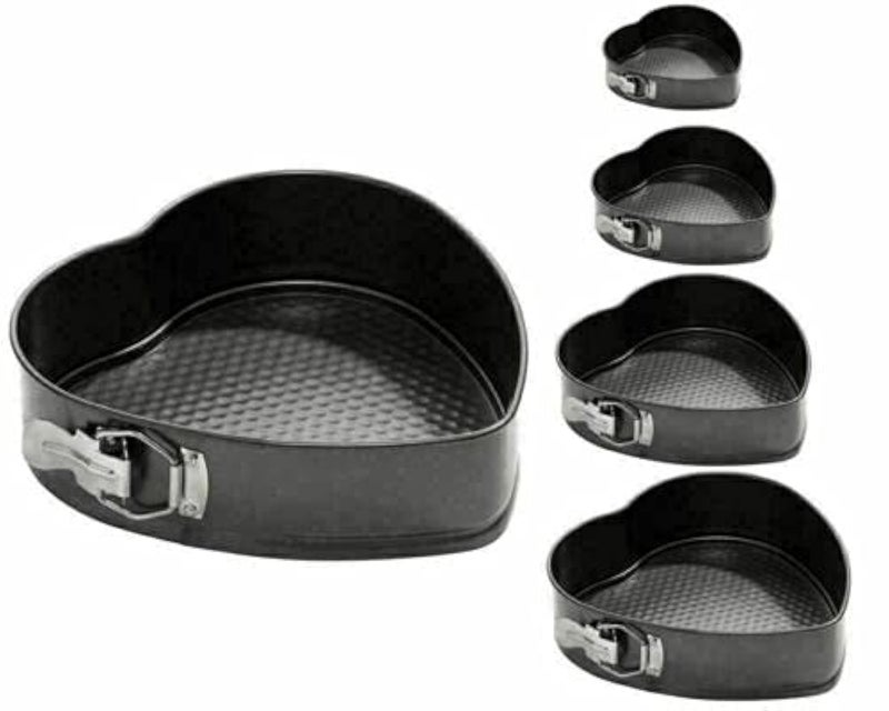 Shine New 5 PCS Heart Shaped Cake TIN Non Stick Baking PAN Set