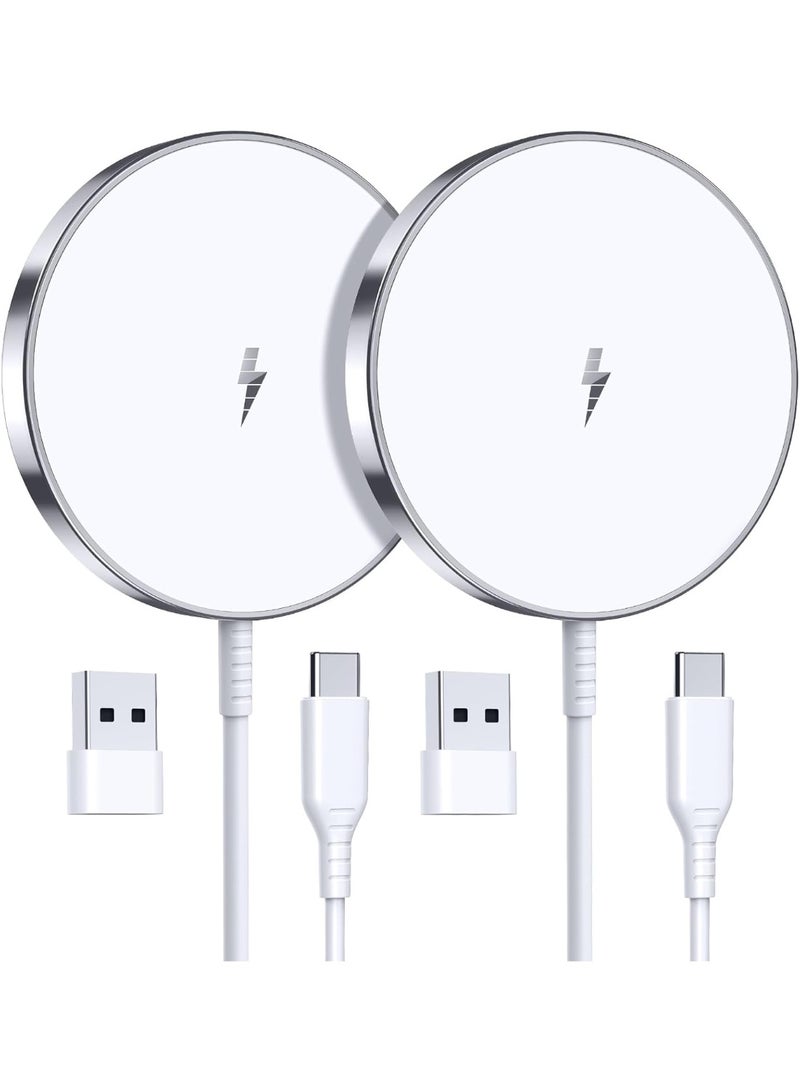 Magnetic Wireless Charger 15W Fast Mag Safe Charger for Cell iPhone 17 Pro Max/17 Pro/17 Air/17/16/15/14/13/12 Series 2 Pack Charging Pad for AirPods 3/2/Pro 2/Pro Original Replacement - Image 1