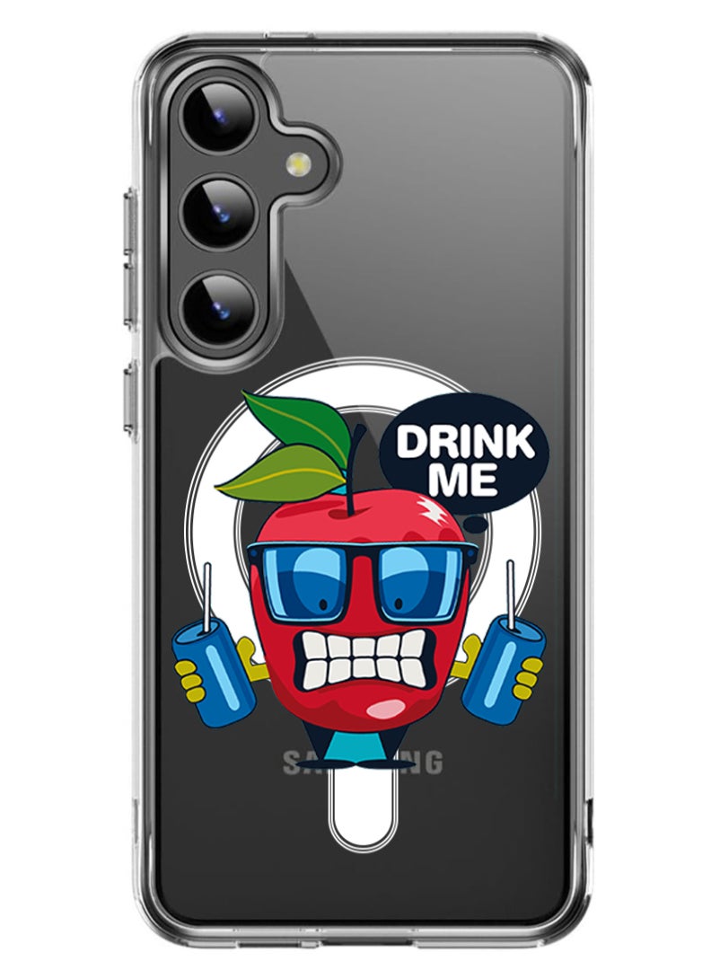 Theodor Magnetic Case for Samsung Galaxy S24 6.2-inch Compatible with MagSafe Wireless Charging, Shockproof Phone Bumper Cover Apple drink me copy - Image 1