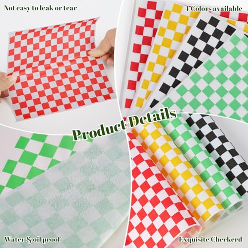 SUPVIB 100Pcs Valentine's Day Deli Paper Sheets, 7x7 In Variety Pack Checkered Wax Paper Sheets for Food, Grease Resistant Sandiwch Wrapping Papers, Elegant Food Basket Liners For Festival - Image 3