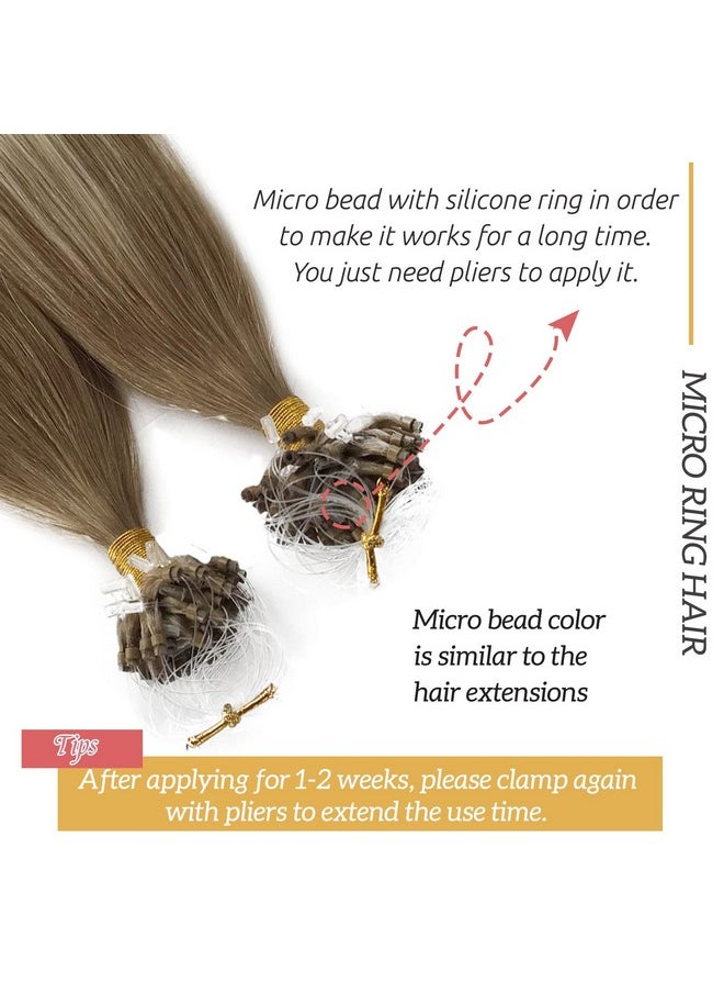 Smavida - Micro Hair Extensions Human Hair For Womendark Blonde Balayage Micro Ring Human Hair Extensions Blonde Micro Loop Human Hair Extensions Micro Link Balayage Extensions 1G/S 50G 18" - Image 1