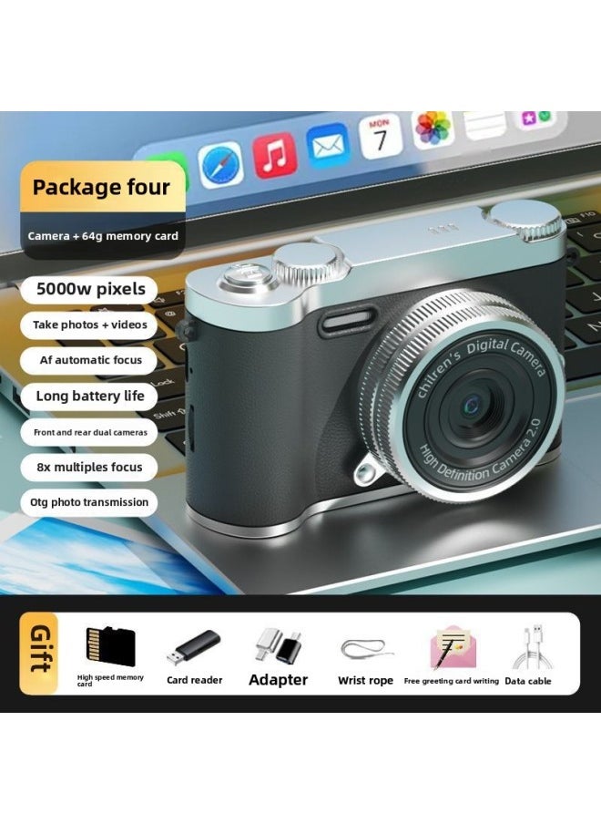 Generic High-definition Pixel Double Camera Ccd Retro Digital Camera Campus Student Entry Card Machine Geng Shou Shenzhen-Body Color:Black Camera + 64g Memory Card  - Image 1