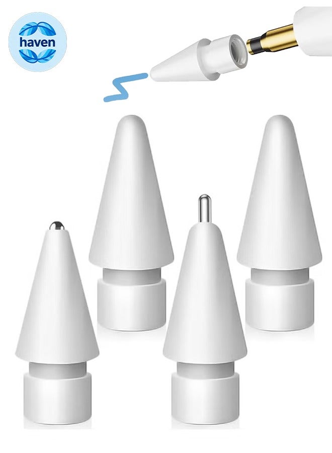 HAVEN Replacement Tips for Apple Pencil, Wear Resistant Silent Anti Slip Pen Tip, Compatible with Apple Pencil 2nd Generation/1st Generation/USB-C/Pencil Pro Tip - 4 Pack - Image 1