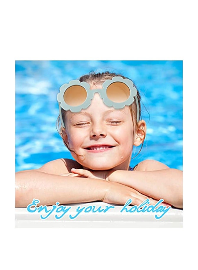 SOLARAE Round Flower Sunglasses Girls Flower Glasses Cute Outdoor Beach Eyewear for Kids Girl Boy Gifts Party Favor 6 Pieces - Image 3