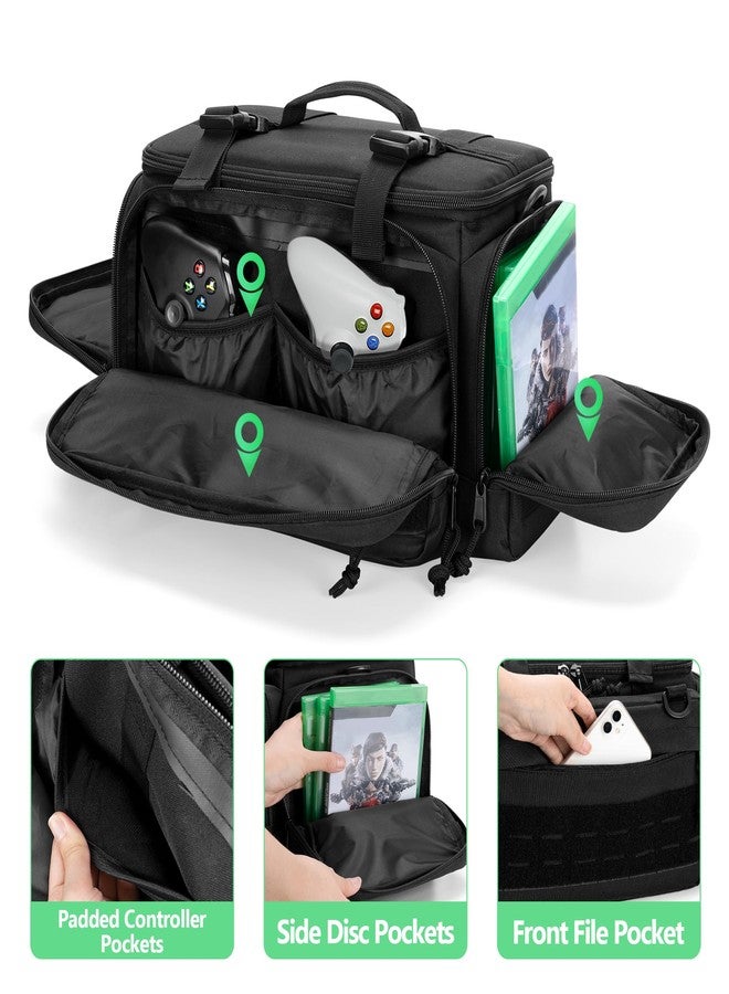 PGmoon Tactical Console Carrying Case Compatible with Xbox Series X, Travel Carry Case Bag with Multi-Pockets for Controllers, Discs & More Accessories (Patent Design) - Image 3