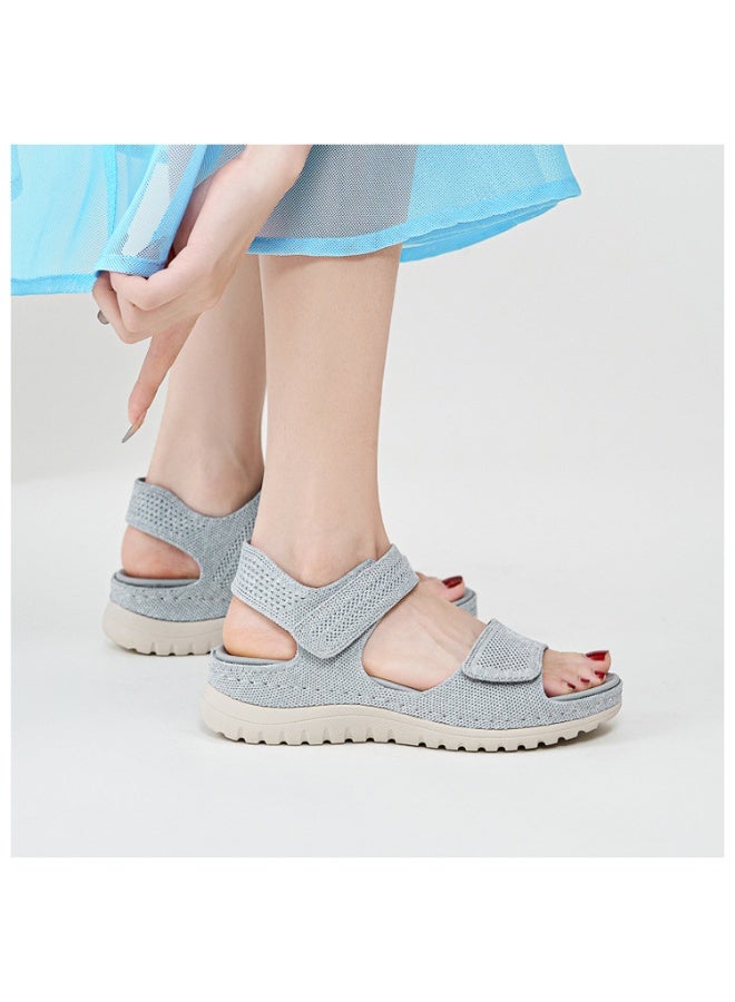 NIBEMINENT Sports And Casual Sandals  Velcro Hollow Beach Thick Sole Women's Sandals Comfortable And Simple  - Image 4