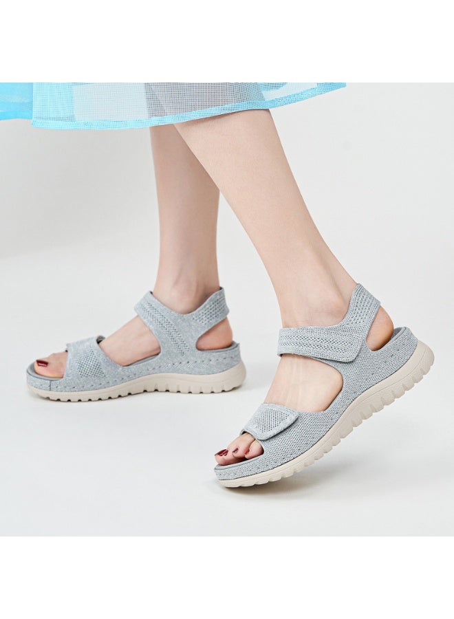 NIBEMINENT Sports And Casual Sandals  Velcro Hollow Beach Thick Sole Women's Sandals Comfortable And Simple  - Image 2