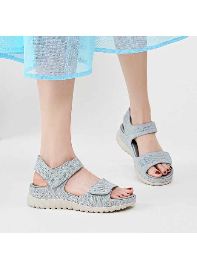 NIBEMINENT Sports And Casual Sandals  Velcro Hollow Beach Thick Sole Women's Sandals Comfortable And Simple  - Image 3
