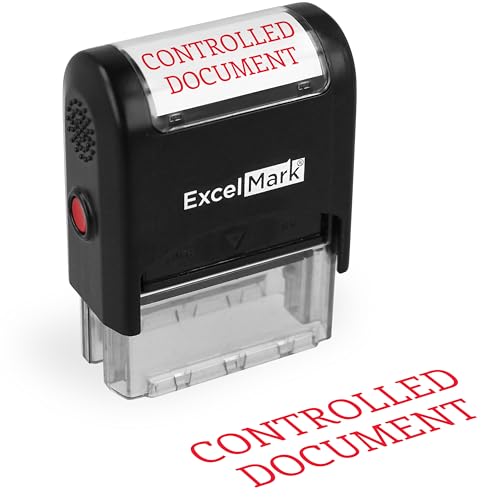 ExcelMark Controlled Document Self Inking Rubber Stamp - Red Ink (A1539) - Image 1