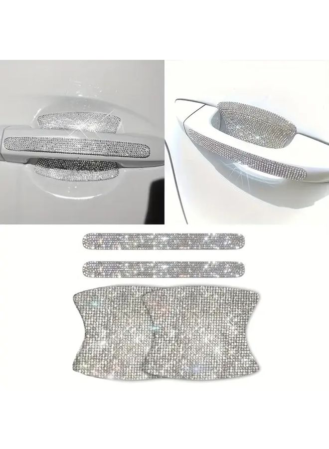 White Diamond Car Door Handle Protective Stickers 4pcs Anti Scratch Film - Image 1