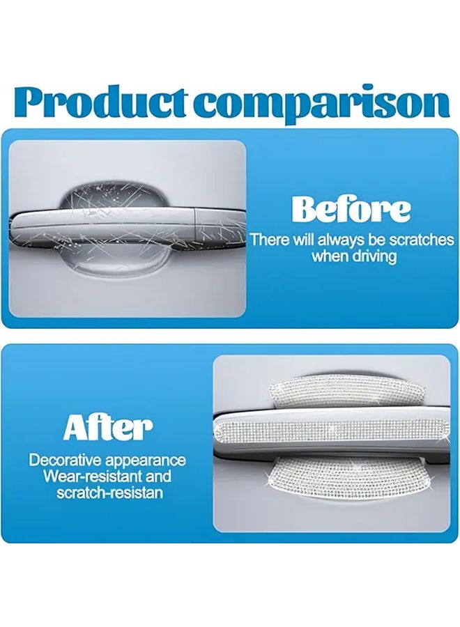 White Diamond Car Door Handle Protective Stickers 4pcs Anti Scratch Film - Image 4