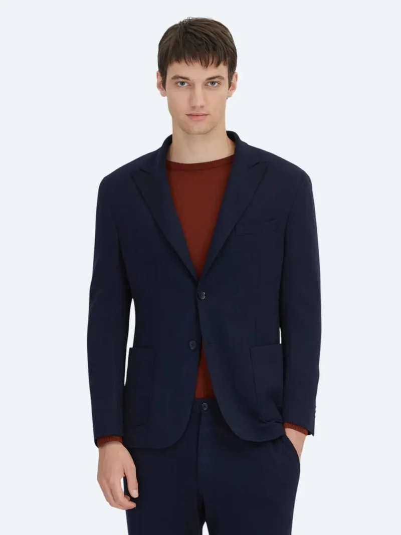 Kip Navy Blue Striped Modern Fit Suit